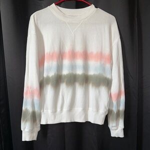 Striped Tie-Dye Crewneck Sweatshirt